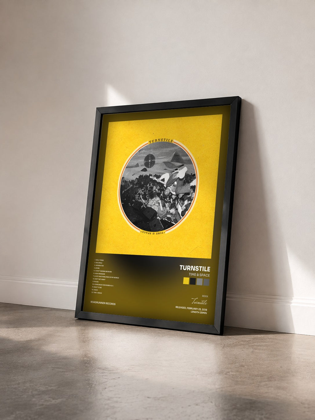 #noir Tableau de l'album Time & Space de Turnstile vu de trois quarts, cadre noir