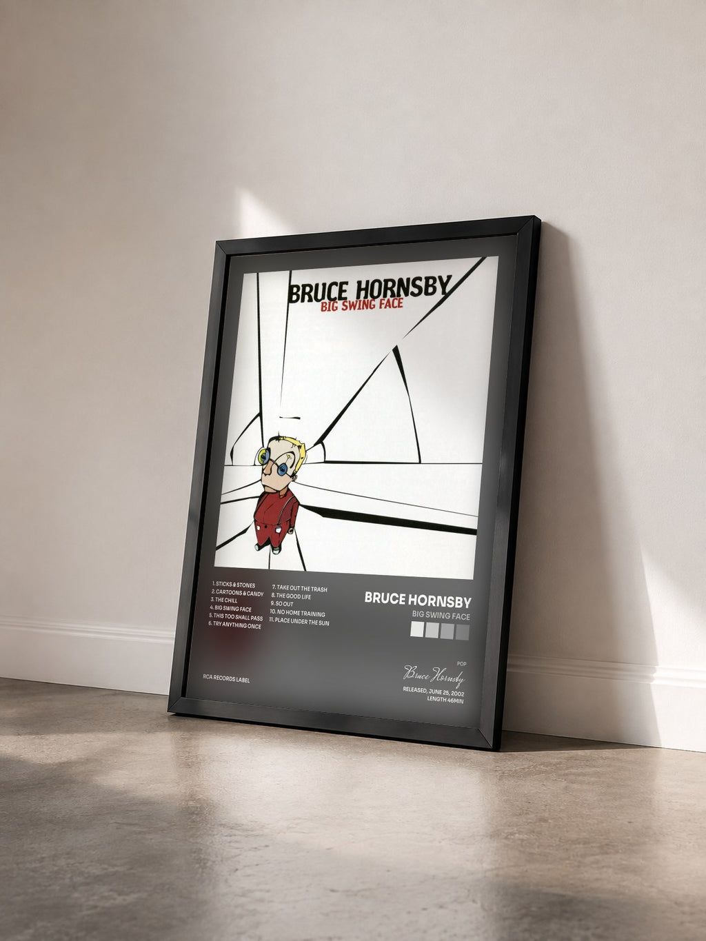 #noir Tableau de l'album Big Swing Face de Bruce Hornsby vu de trois quarts, cadre noir