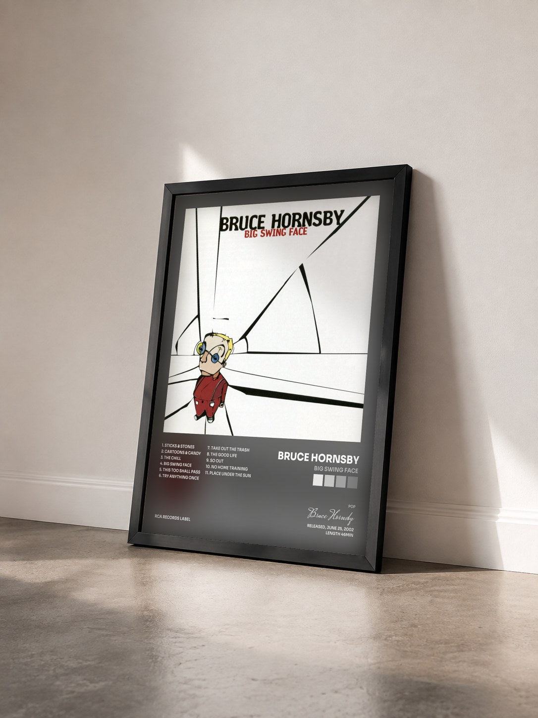 #noir Tableau de l'album Big Swing Face de Bruce Hornsby vu de trois quarts, cadre noir