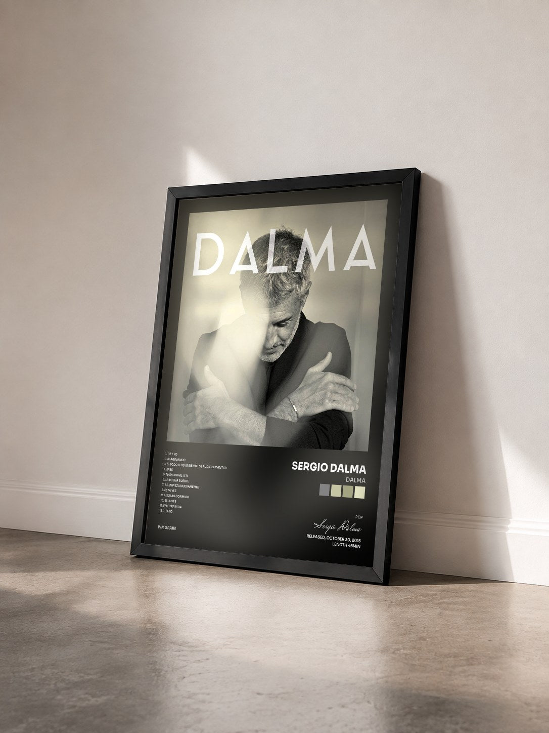 #noir Tableau de l'album Dalma de Sergio Dalma vu de trois quarts, cadre noir