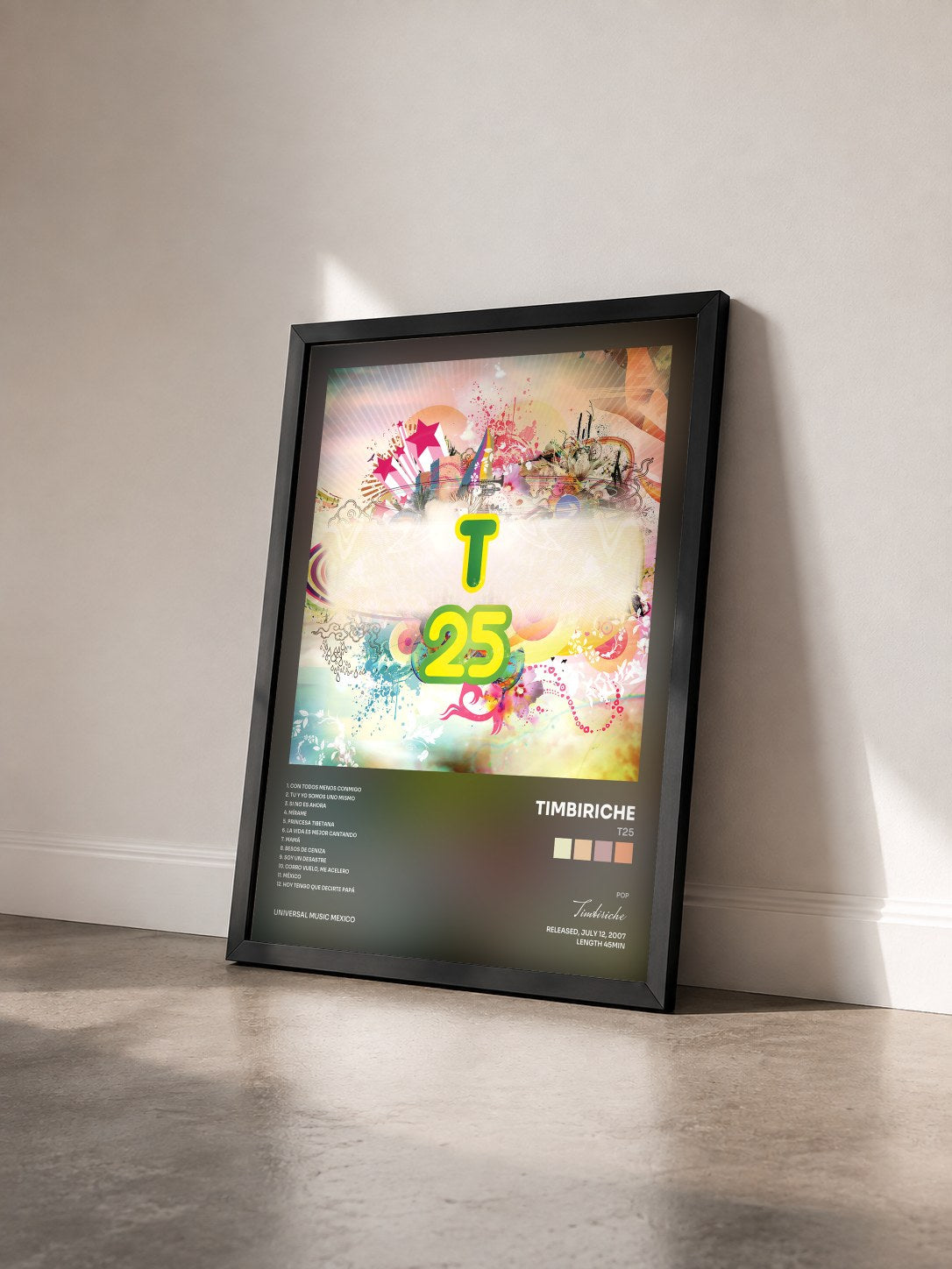 #noir Tableau de l'album T25 de Timbiriche vu de trois quarts, cadre noir