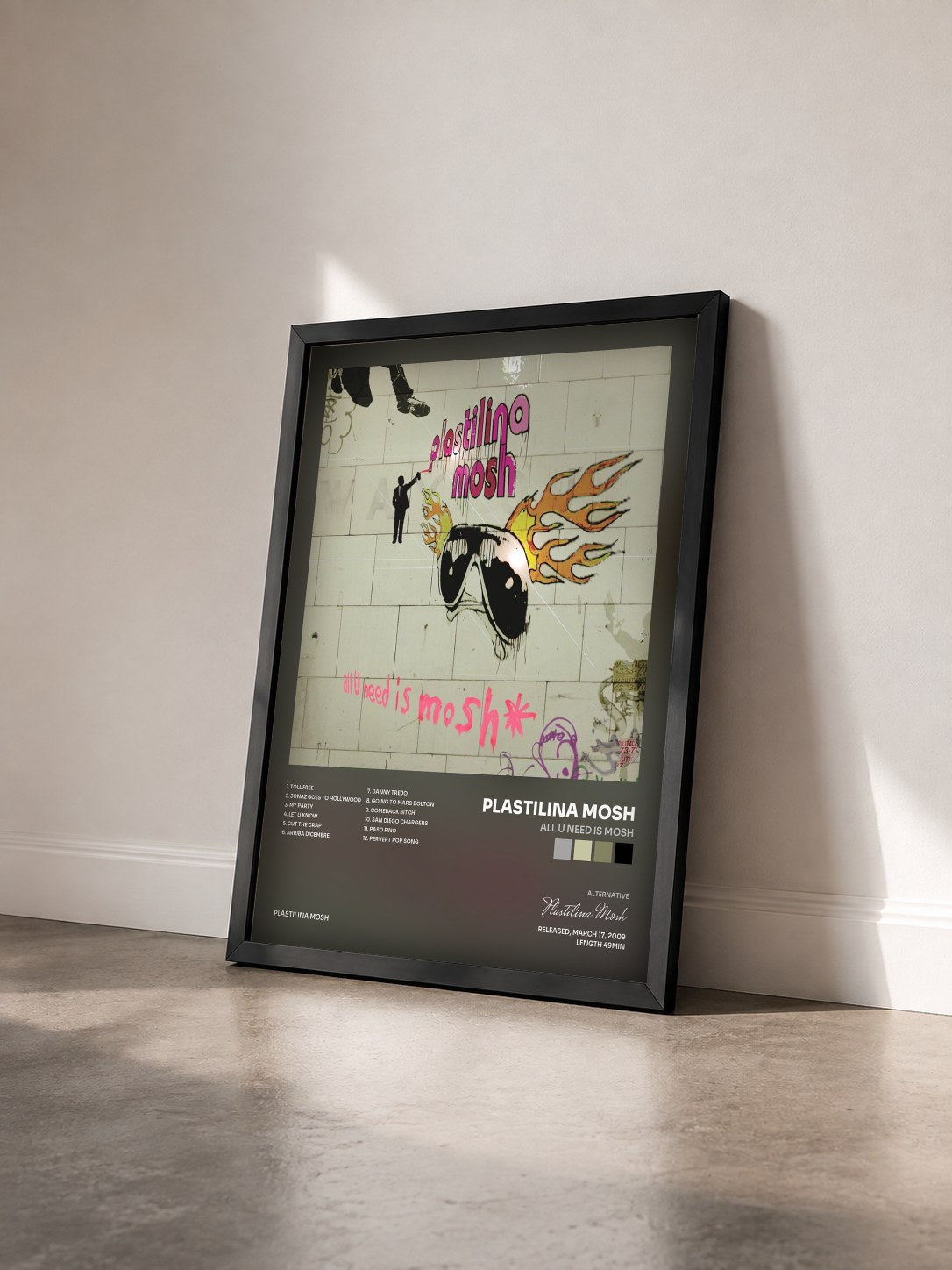 #noir Tableau de l'album All U Need Is Mosh de Plastilina Mosh vu de trois quarts, cadre noir