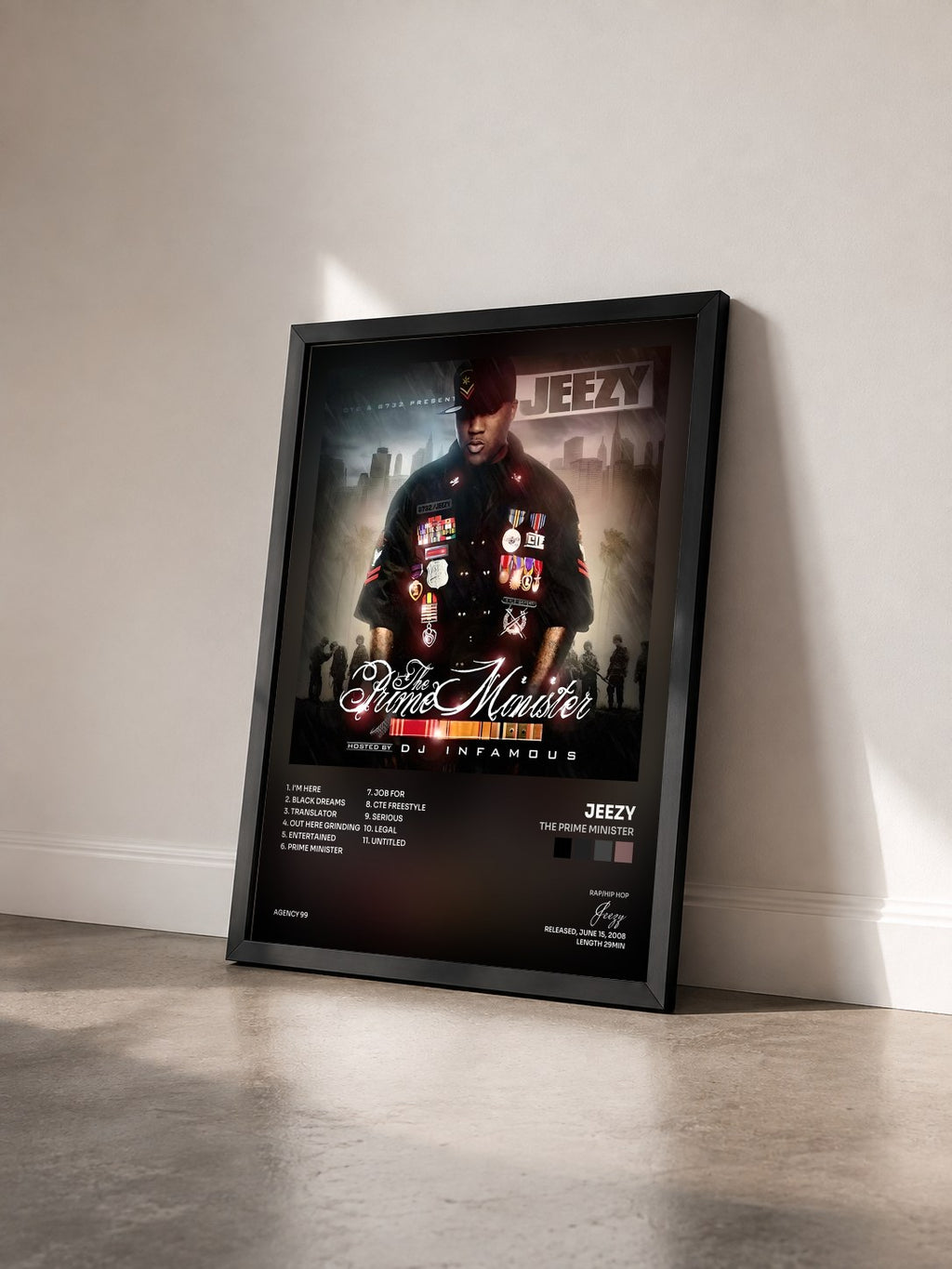 #noir Tableau de l'album The Prime Minister de Jeezy vu de trois quarts, cadre noir
