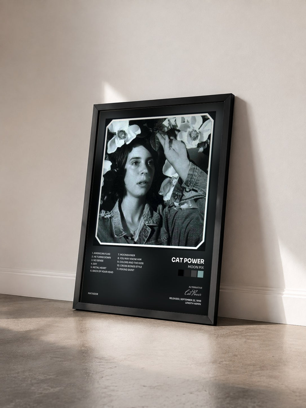 #noir Tableau de l'album Moon Pix de Cat Power vu de trois quarts, cadre noir
