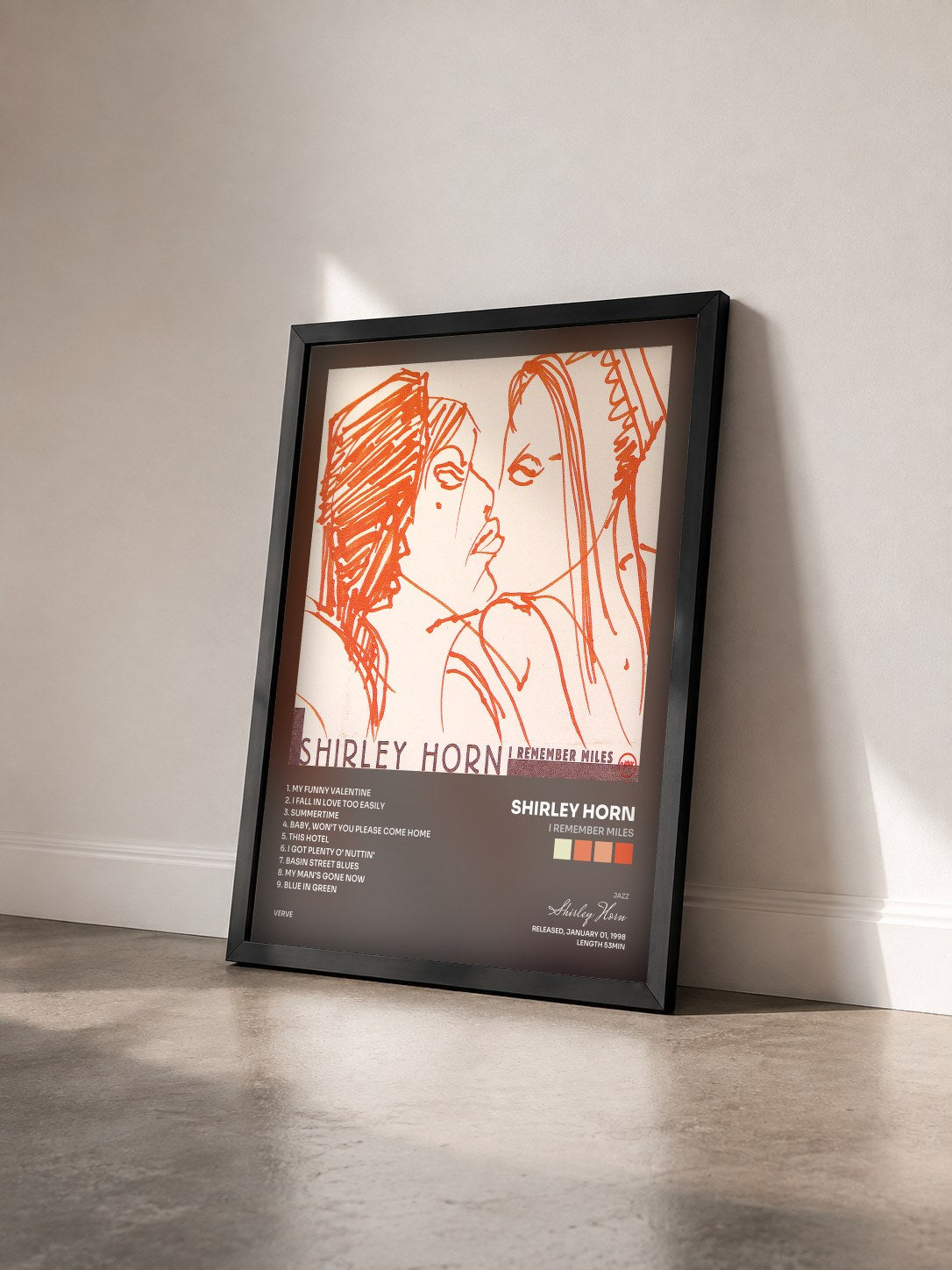 #noir Tableau de l'album I Remember Miles de Shirley Horn vu de trois quarts, cadre noir