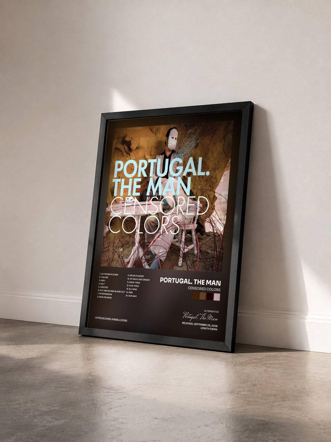 #noir Tableau de l'album Censored Colors de Portugal. The Man vu de trois quarts, cadre noir