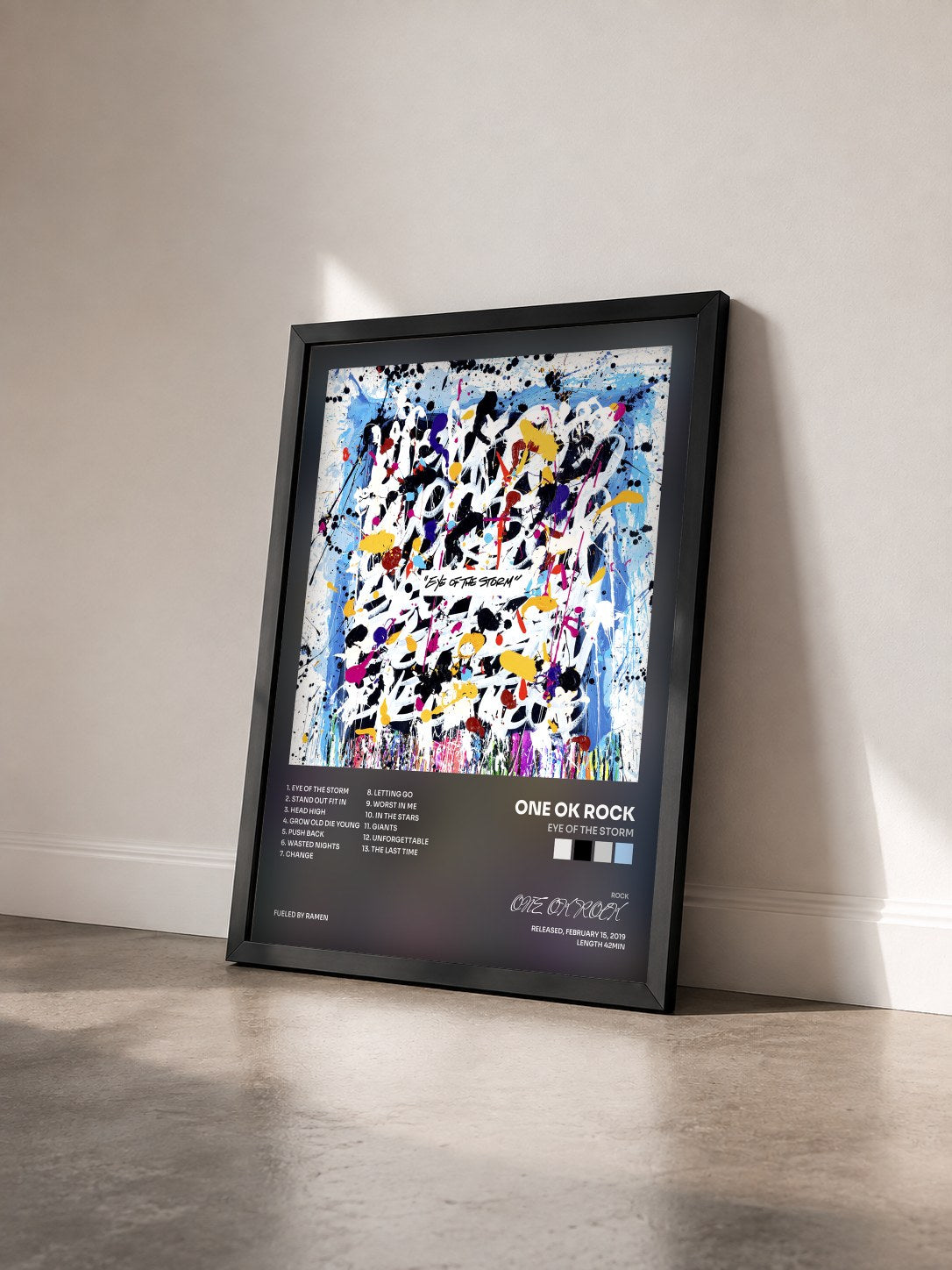 #noir Tableau de l'album Eye of the Storm de ONE OK ROCK vu de trois quarts, cadre noir