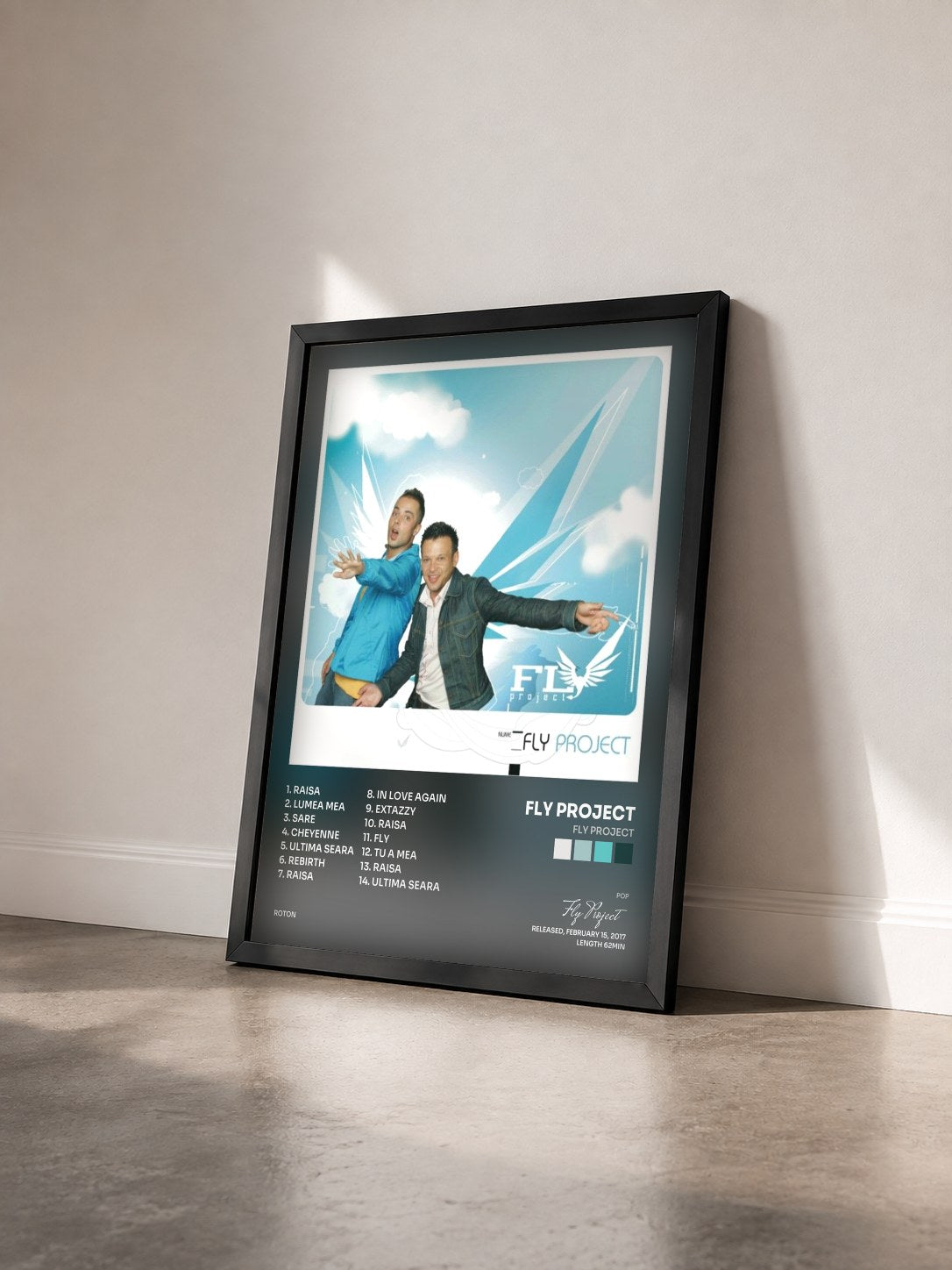 #noir Tableau de l'album Fly Project de Fly Project vu de trois quarts, cadre noir
