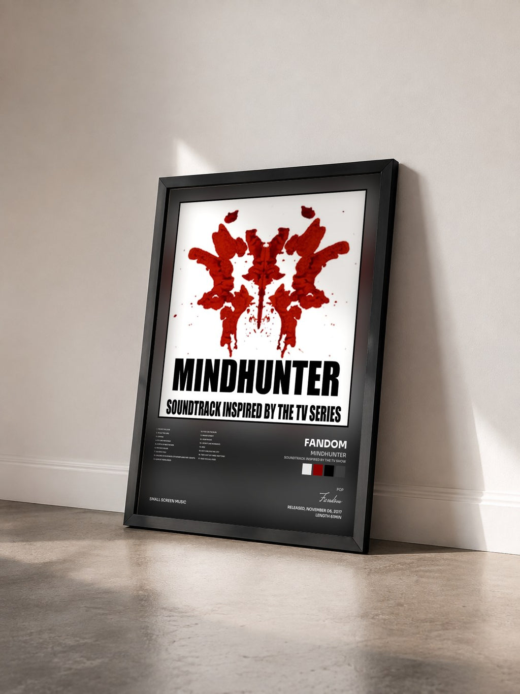 #noir Tableau de l'album Mindhunter (Soundtrack Inspired by the TV Show) de Fandom vu de trois quarts, cadre noir