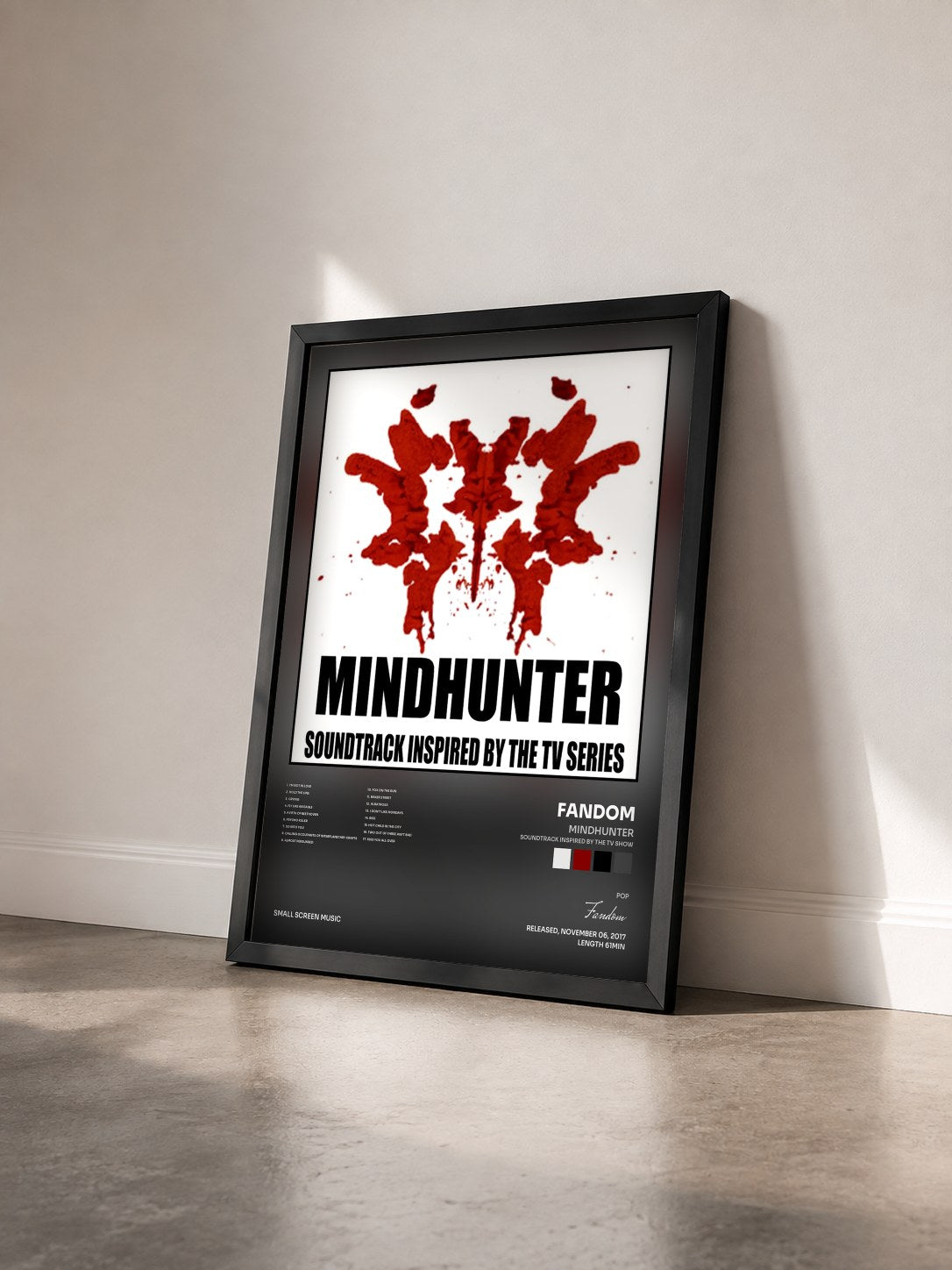 #noir Tableau de l'album Mindhunter (Soundtrack Inspired by the TV Show) de Fandom vu de trois quarts, cadre noir
