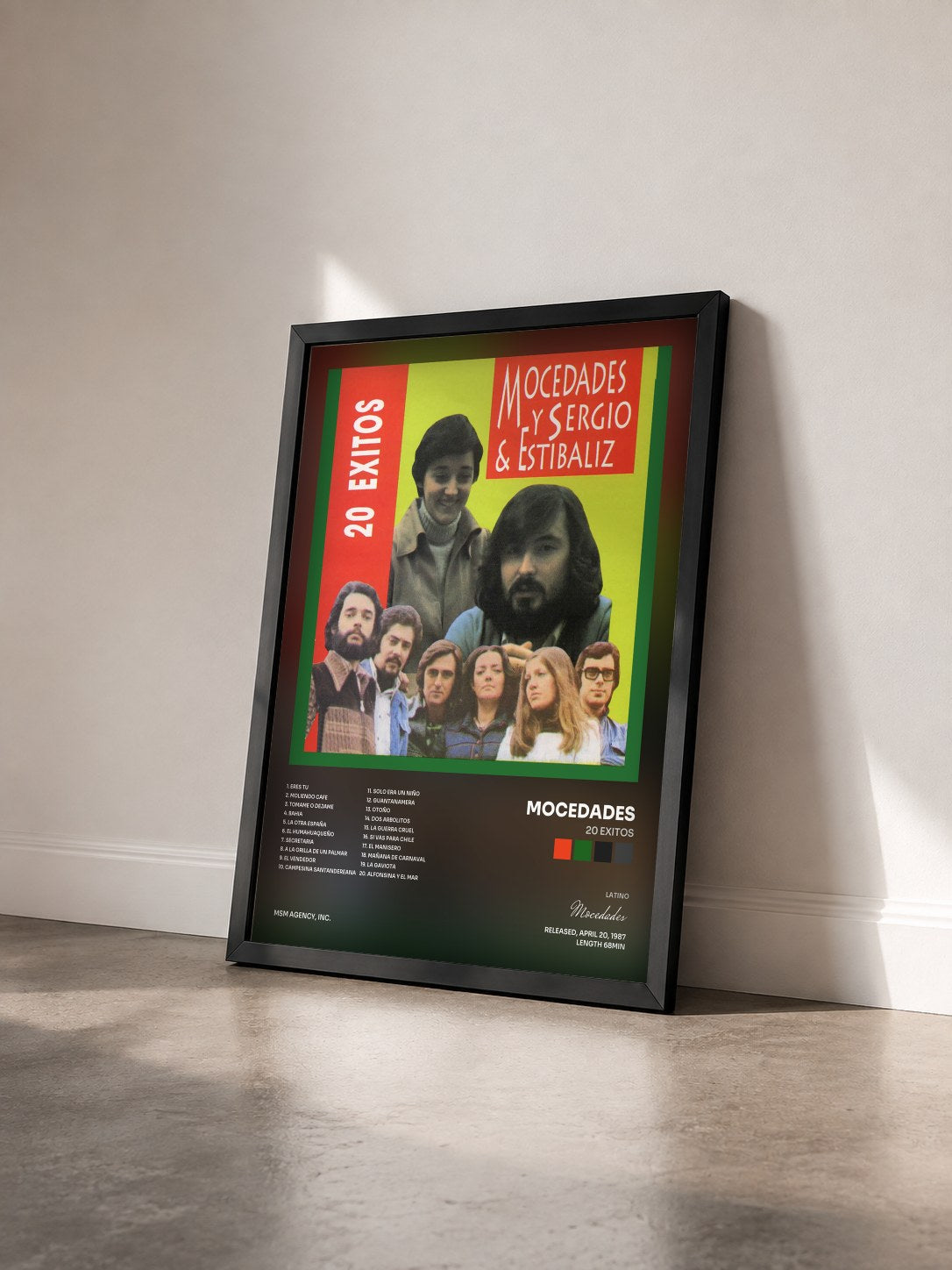 #noir Tableau de l'album 20 Exitos de Mocedades vu de trois quarts, cadre noir