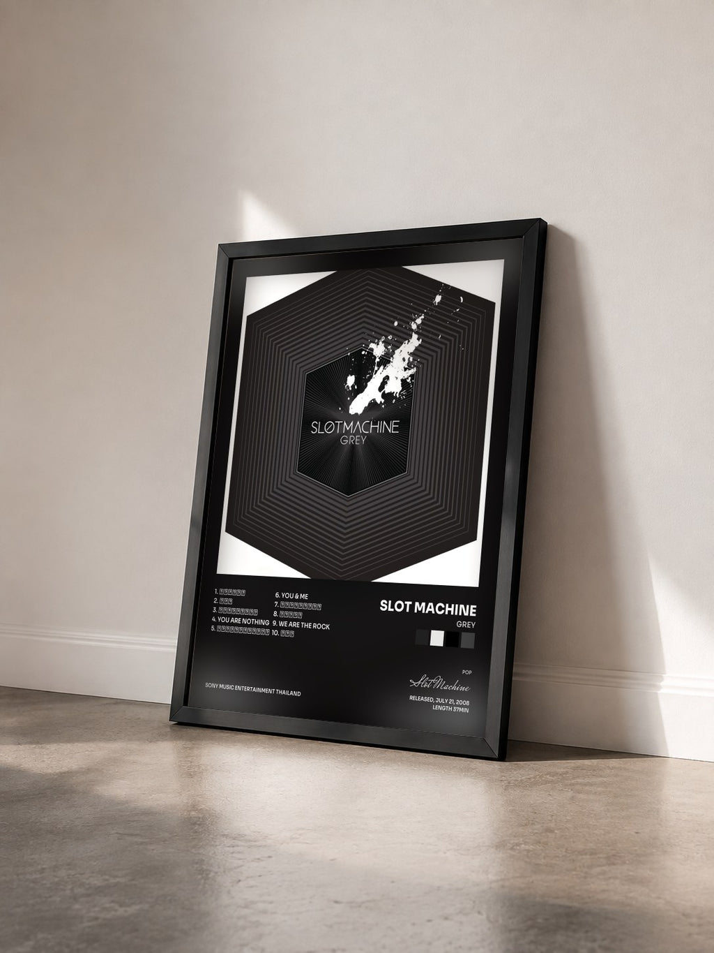 #noir Tableau de l'album Grey de Slot Machine vu de trois quarts, cadre noir