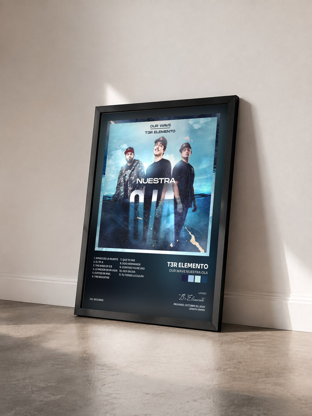 #noir Tableau de l'album Our Wave Nuestra Ola de T3r Elemento vu de trois quarts, cadre noir