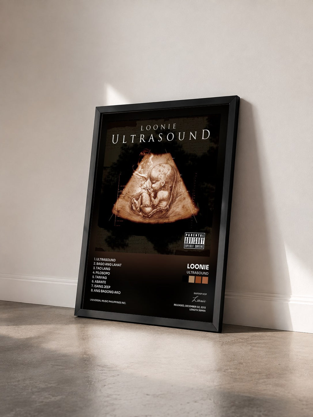 #noir Tableau de l'album Ultrasound de Loonie vu de trois quarts, cadre noir