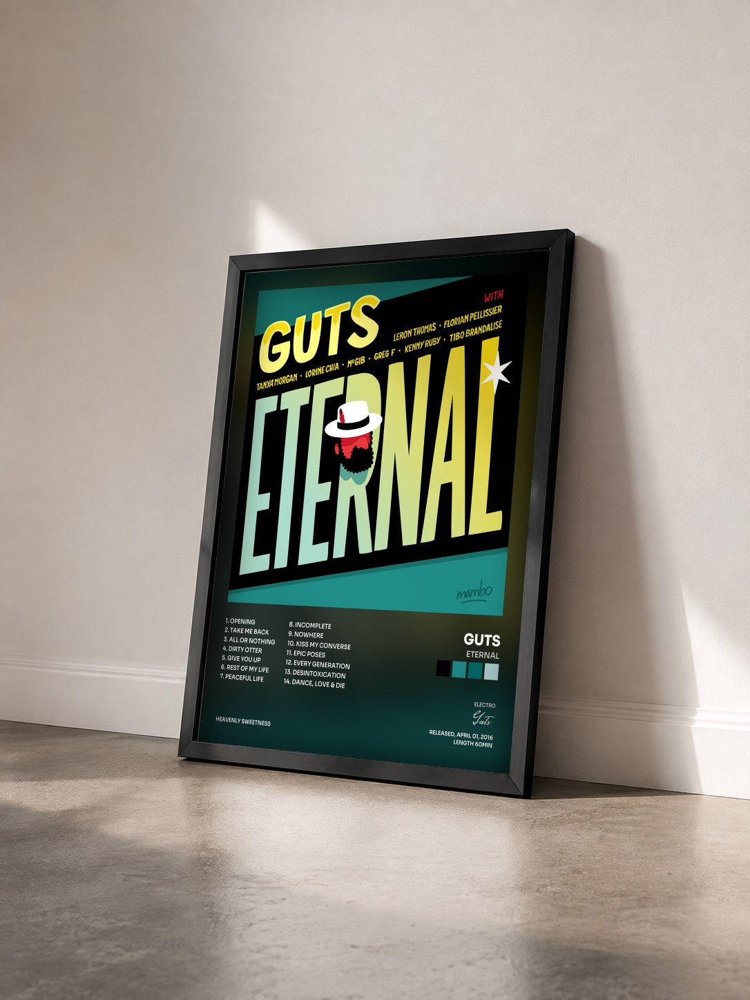 #noir Tableau de l'album Eternal de Guts vu de trois quarts, cadre noir