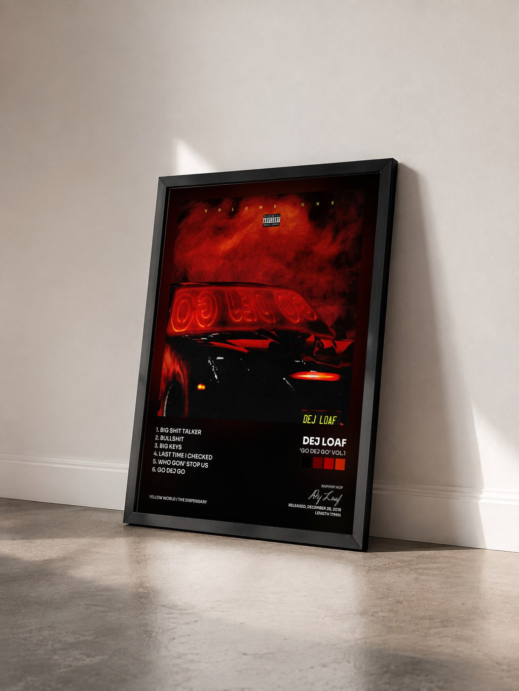 #noir Tableau de l'album 'Go DeJ Go' Vol.1 de Dej Loaf vu de trois quarts, cadre noir