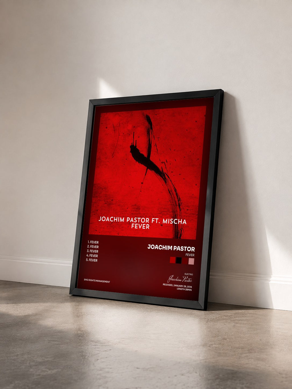 #noir Tableau de l'album Fever de Joachim Pastor vu de trois quarts, cadre noir