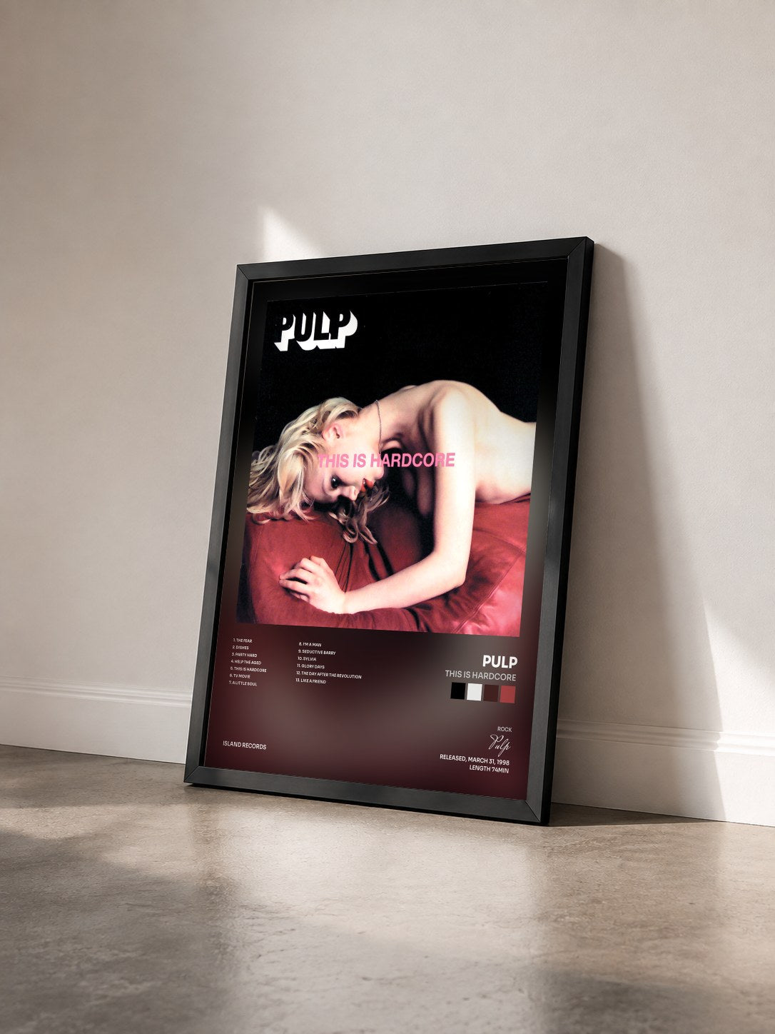 #noir Tableau de l'album This Is Hardcore de Pulp vu de trois quarts, cadre noir