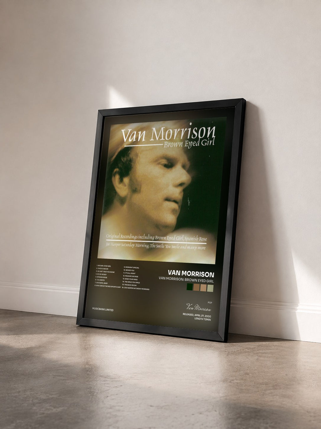 #noir Tableau de l'album Van Morrison: Brown Eyed Girl de Van Morrison vu de trois quarts, cadre noir