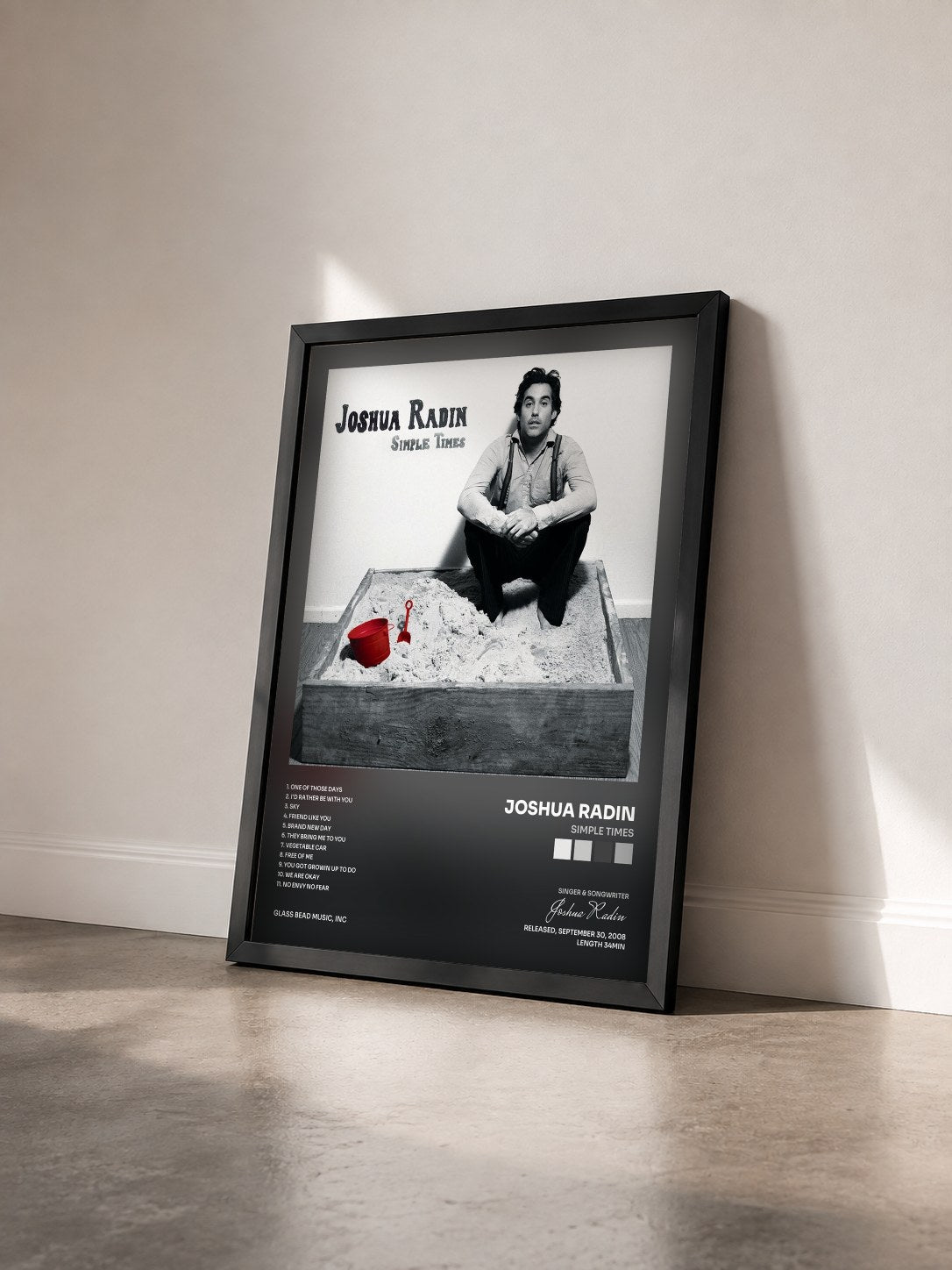 #noir Tableau de l'album Simple Times de Joshua Radin vu de trois quarts, cadre noir