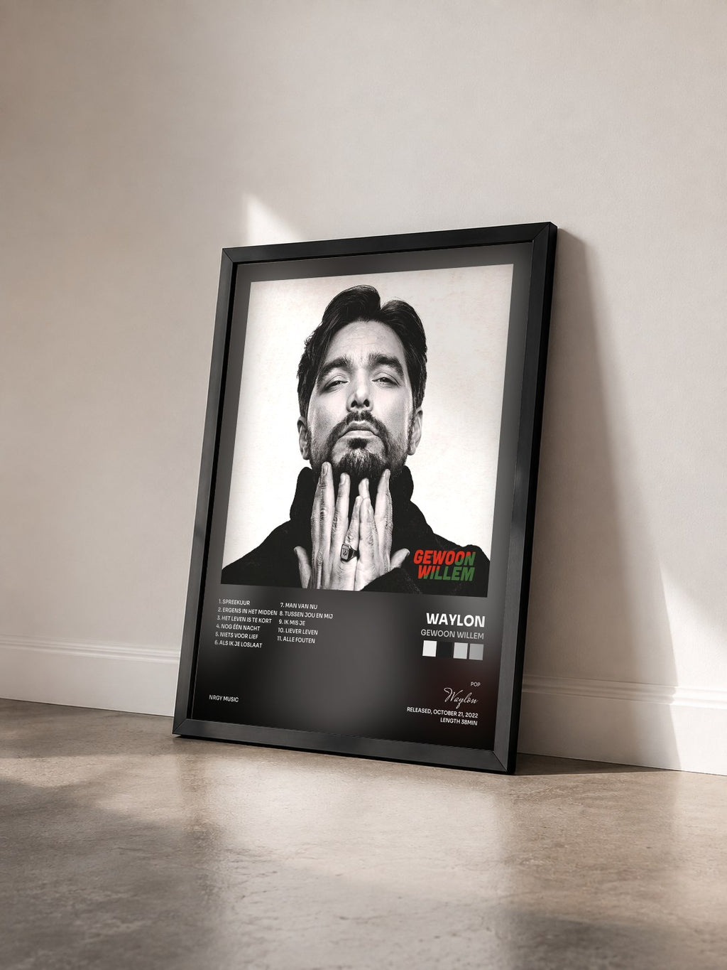 #noir Tableau de l'album Gewoon Willem de Waylon vu de trois quarts, cadre noir