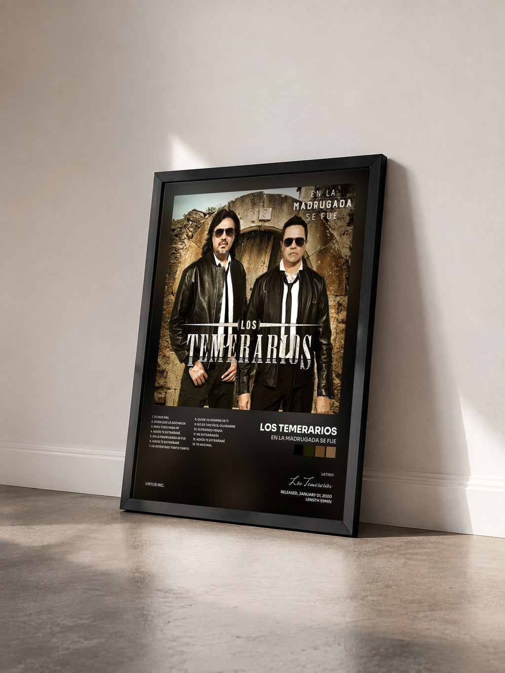 #noir Tableau de l'album En la Madrugada Se Fue de Los Temerarios vu de trois quarts, cadre noir