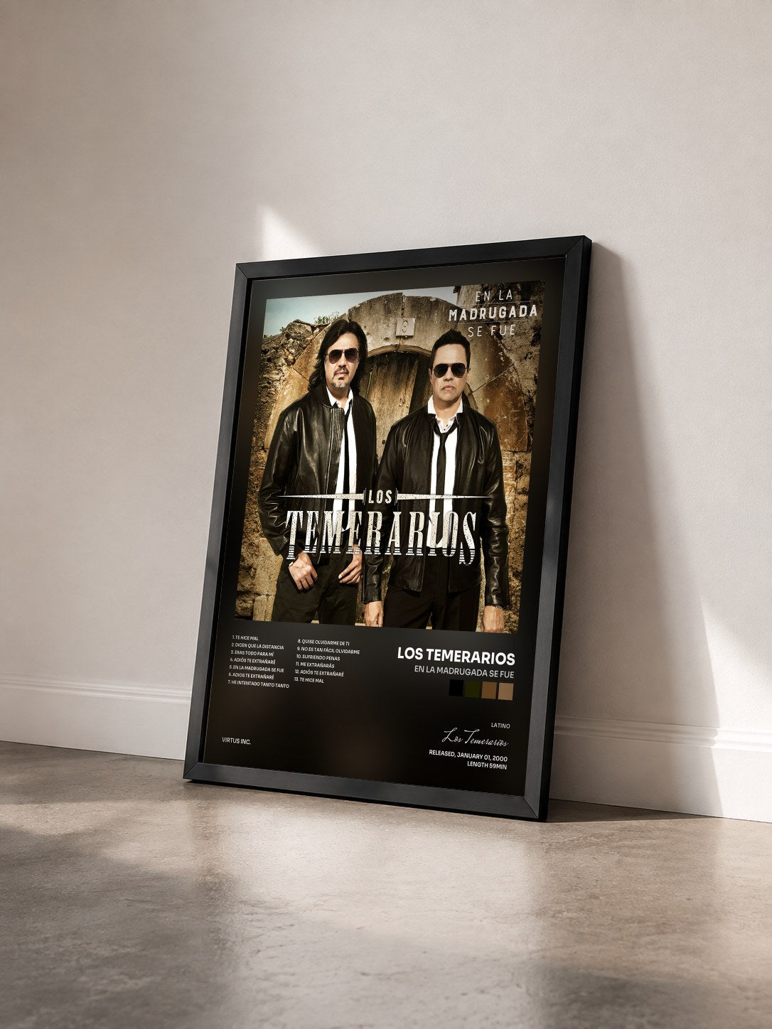 #noir Tableau de l'album En la Madrugada Se Fue de Los Temerarios vu de trois quarts, cadre noir