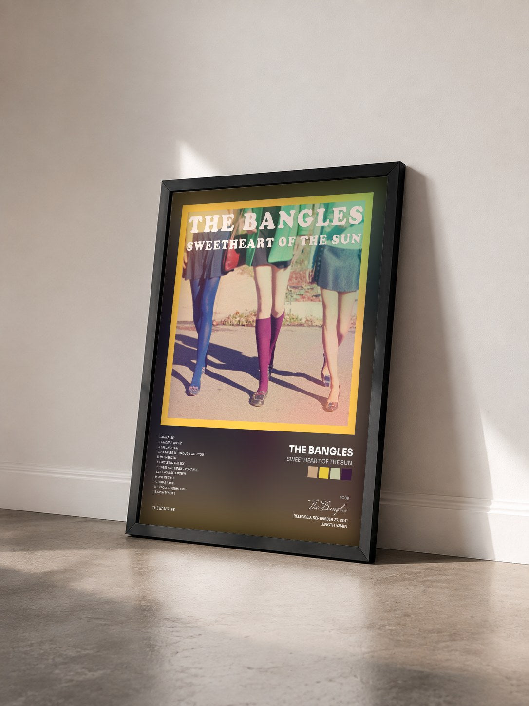 #noir Tableau de l'album Sweetheart of the Sun de The Bangles vu de trois quarts, cadre noir