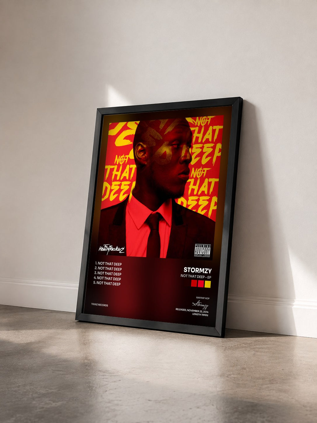 #noir Tableau de l'album Not That Deep - EP de Stormzy vu de trois quarts, cadre noir