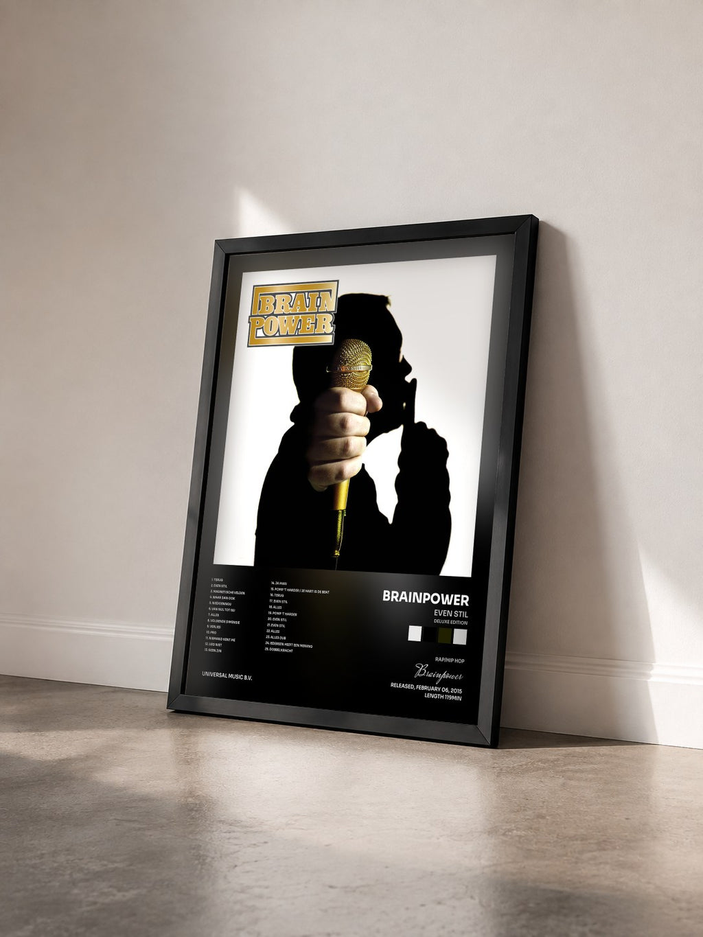 #noir Tableau de l'album Even Stil (Deluxe Edition) de Brainpower vu de trois quarts, cadre noir