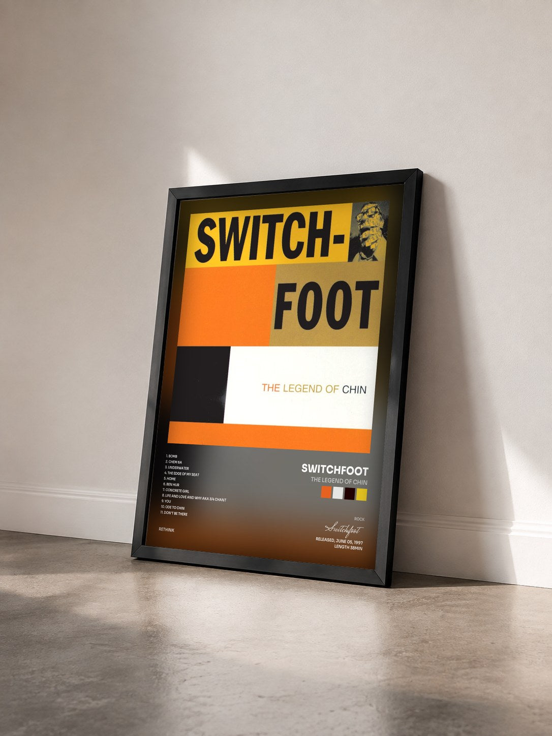 #noir Tableau de l'album The Legend Of Chin de Switchfoot vu de trois quarts, cadre noir