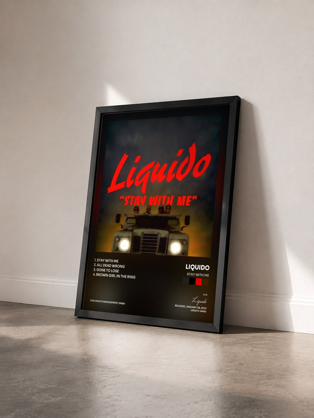 #noir Tableau de l'album Stay with Me de Liquido vu de trois quarts, cadre noir