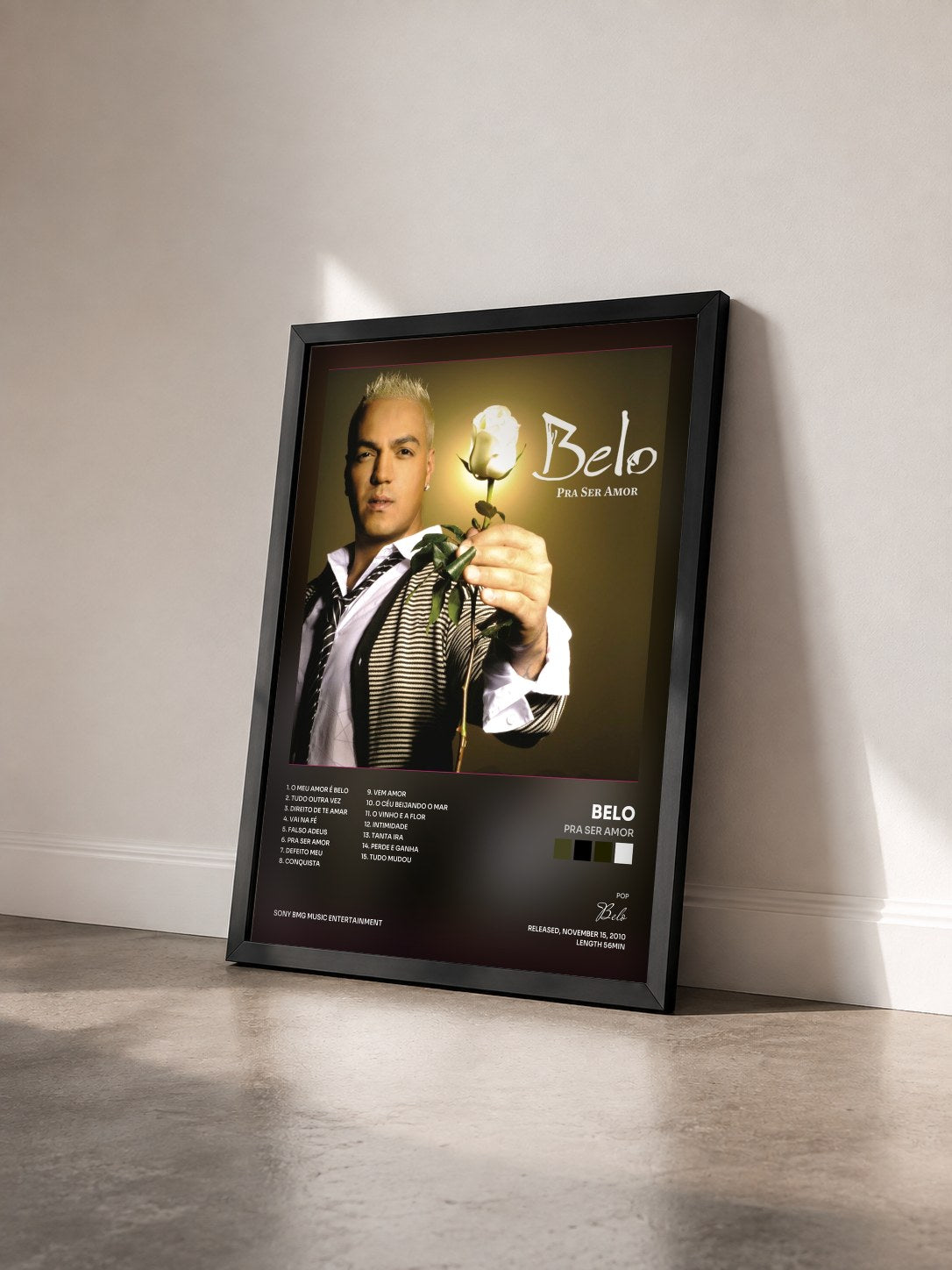 #noir Tableau de l'album Pra Ser Amor de Belo vu de trois quarts, cadre noir