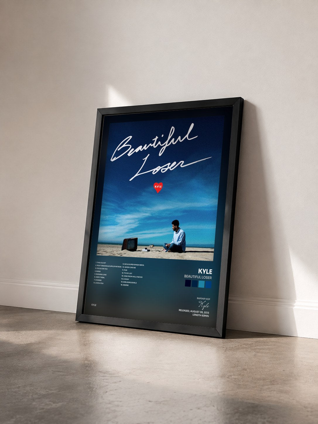 #noir Tableau de l'album Beautiful Loser de Kyle vu de trois quarts, cadre noir