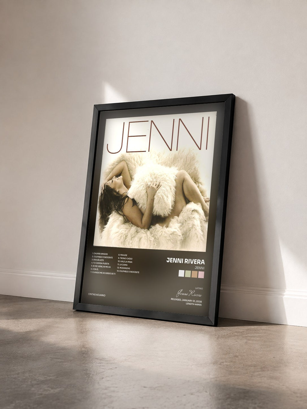 #noir Tableau de l'album Jenni de Jenni Rivera vu de trois quarts, cadre noir