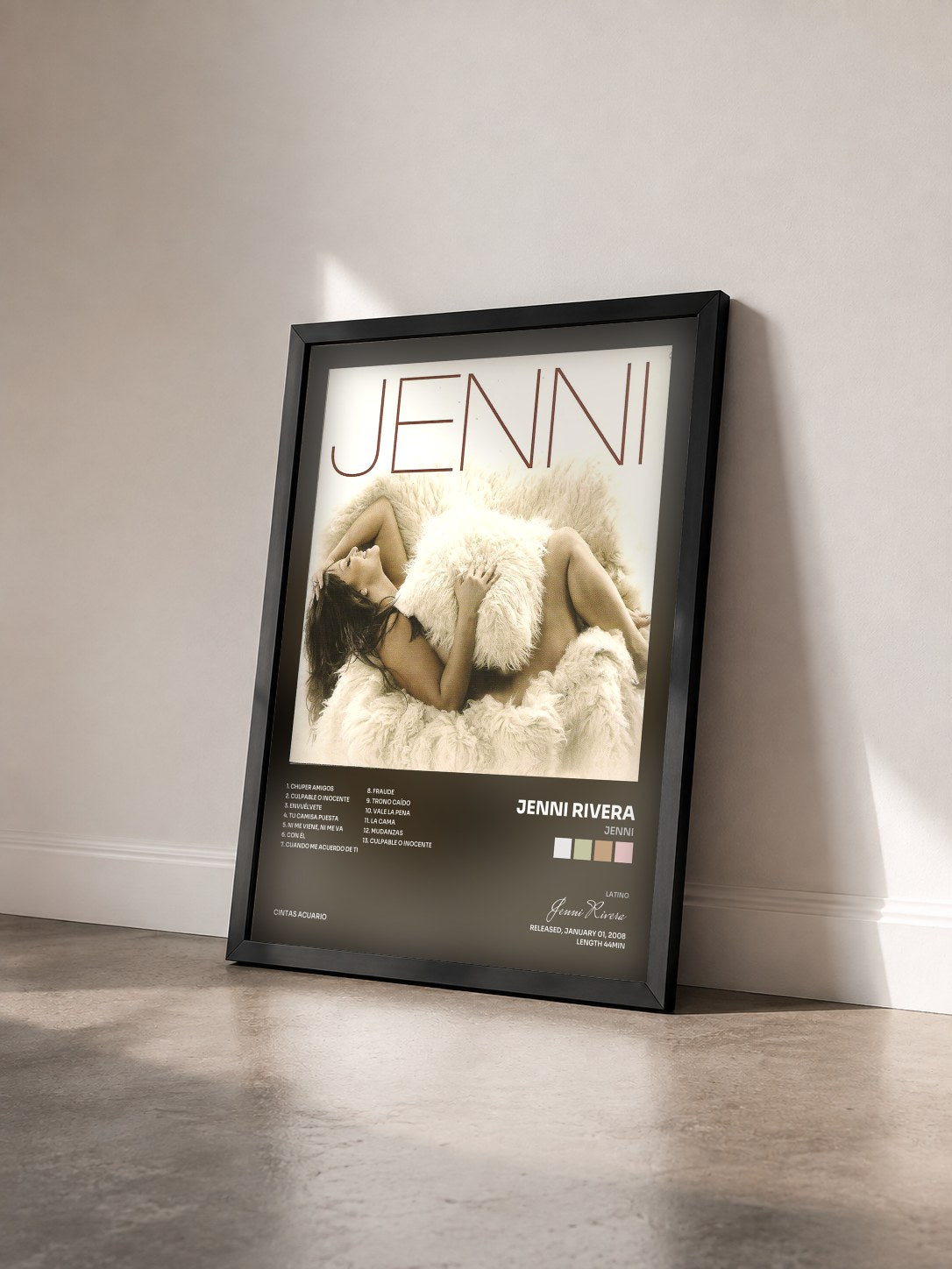 #noir Tableau de l'album Jenni de Jenni Rivera vu de trois quarts, cadre noir