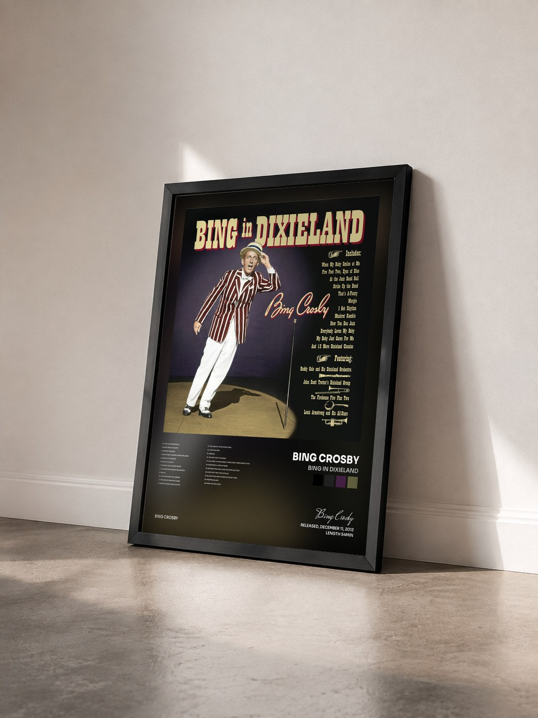 #noir Tableau de l'album Bing In Dixieland de Bing Crosby vu de trois quarts, cadre noir