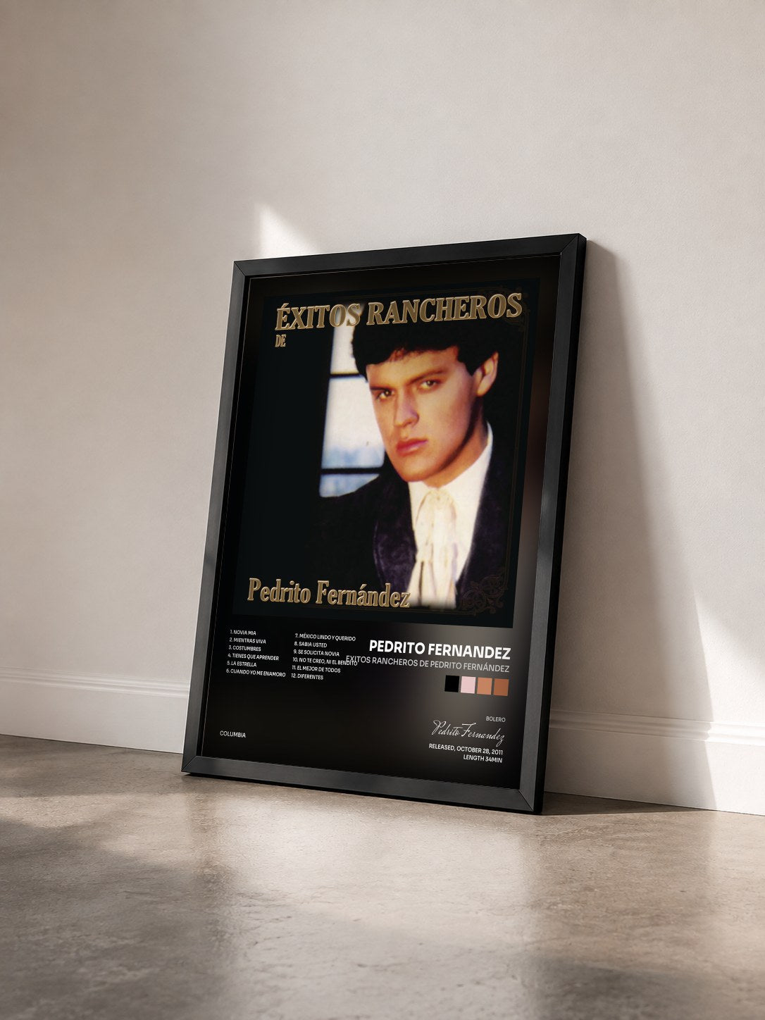 #noir Tableau de l'album Exitos Rancheros De Pedrito Fernández de Pedrito Fernandez vu de trois quarts, cadre noir