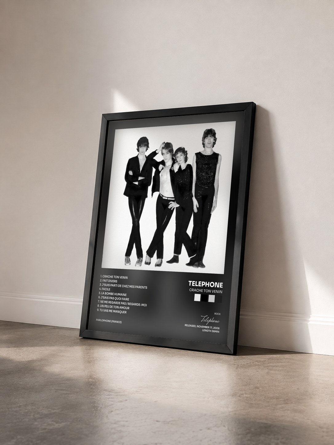 #noir Tableau de l'album Crache Ton Venin de Telephone vu de trois quarts, cadre noir