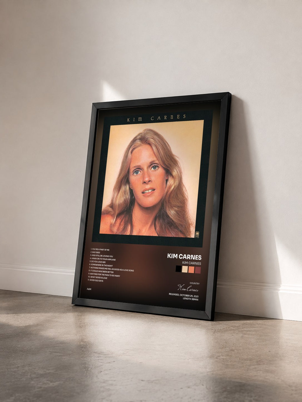 #noir Tableau de l'album Kim Carnes de Kim Carnes vu de trois quarts, cadre noir
