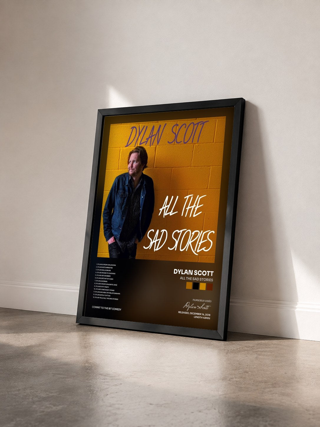 #noir Tableau de l'album All the Sad Stories de Dylan Scott vu de trois quarts, cadre noir
