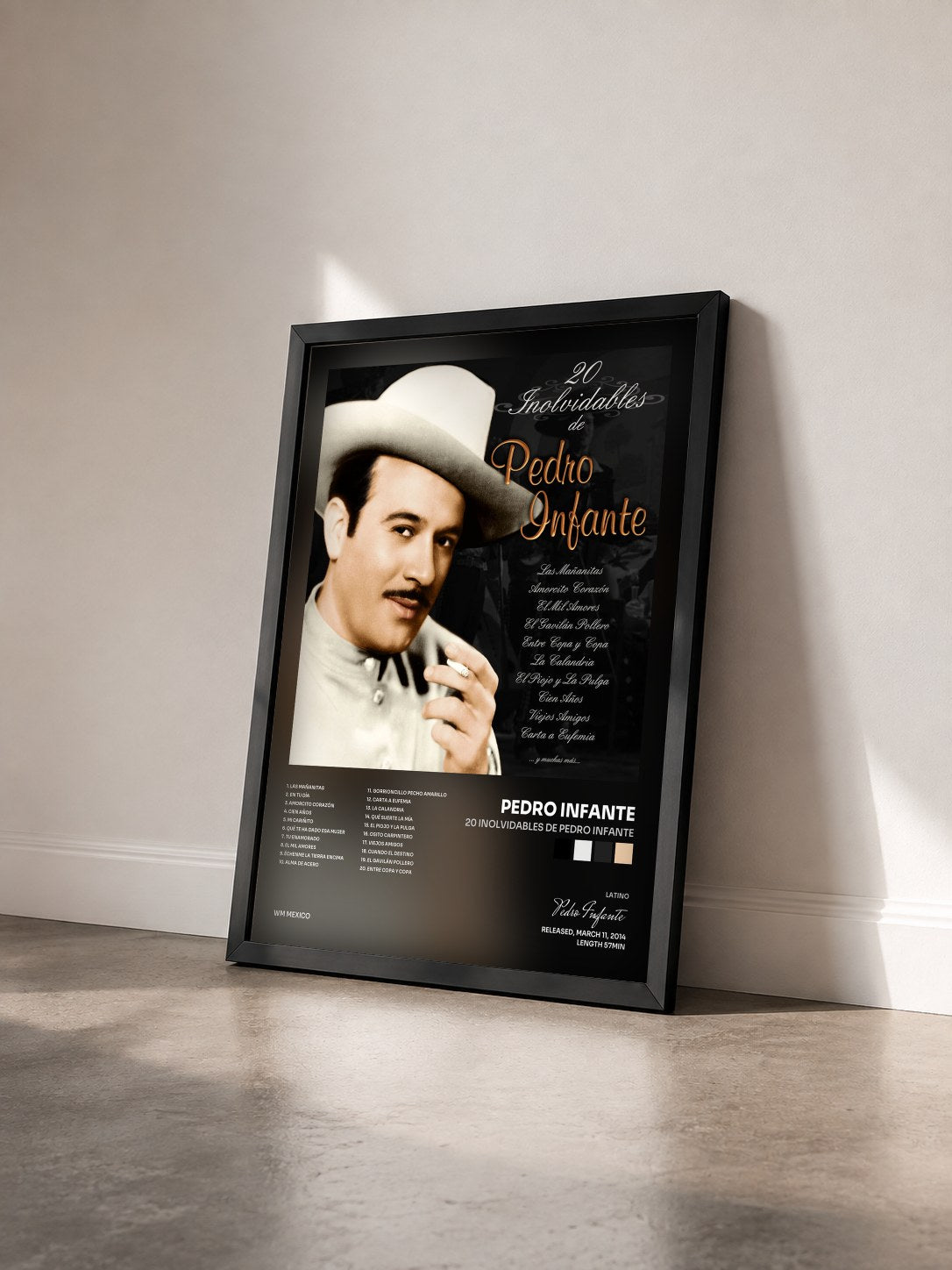 #noir Tableau de l'album 20 Inolvidables de Pedro Infante de Pedro Infante vu de trois quarts, cadre noir