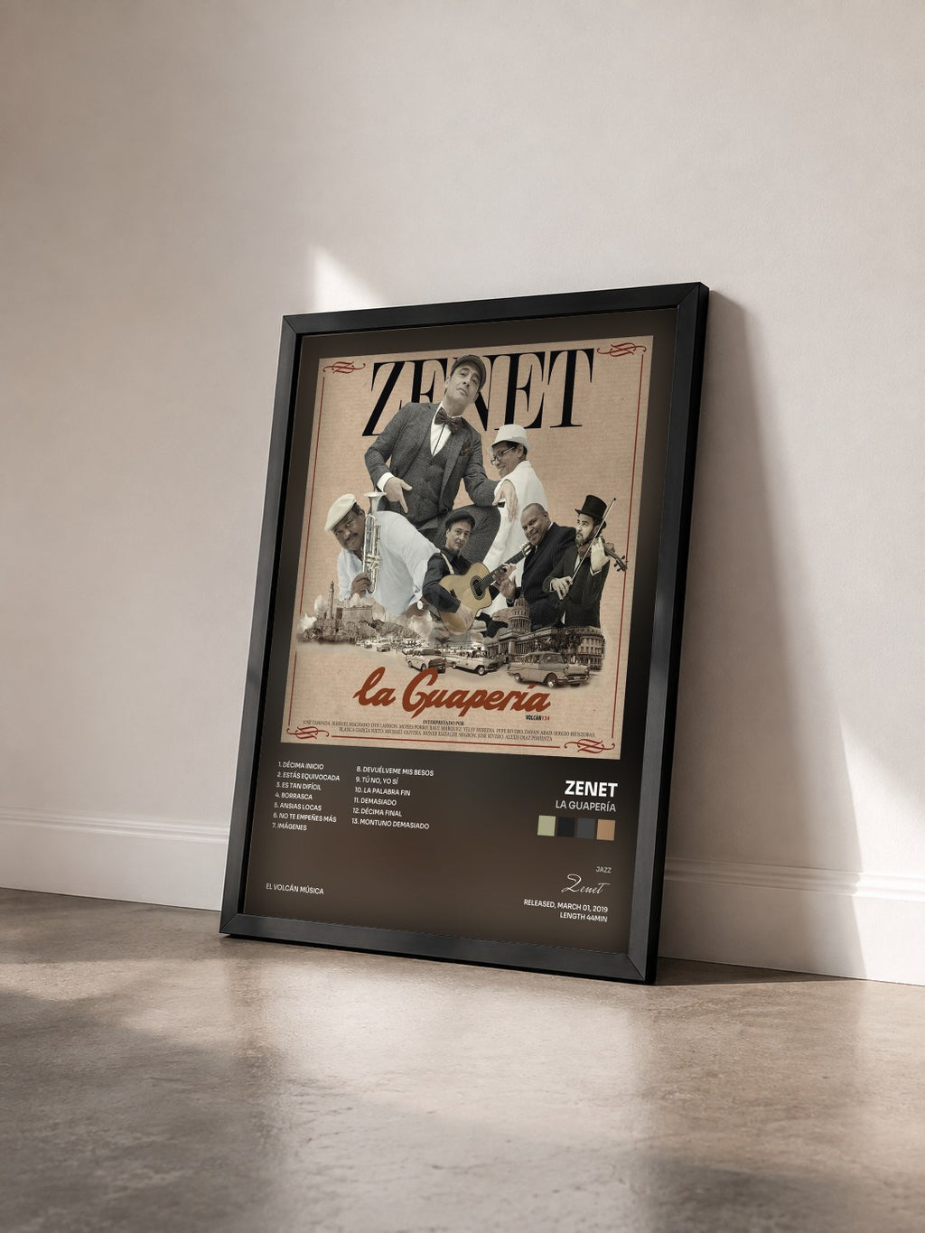 #noir Tableau de l'album La Guapería de Zenet vu de trois quarts, cadre noir