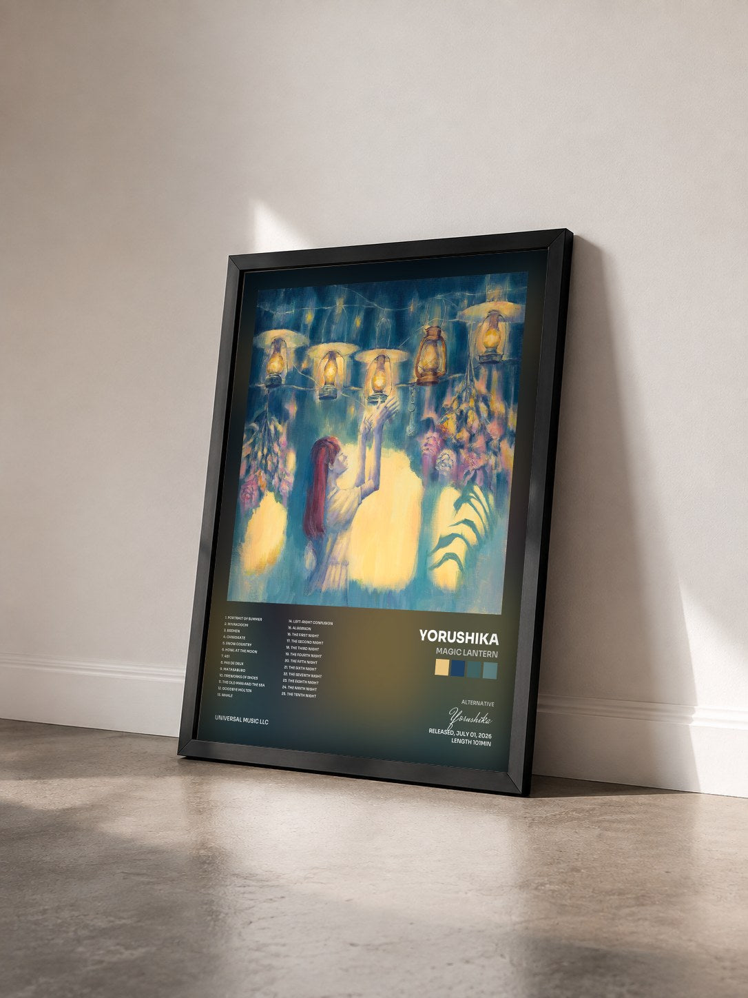 #noir Tableau de l'album Magic Lantern de Yorushika vu de trois quarts, cadre noir