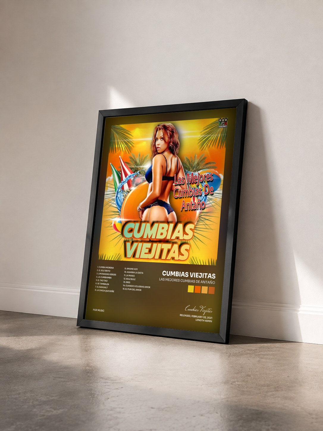 #noir Tableau de l'album Las Mejores Cumbias De Antaño de Cumbias Viejitas vu de trois quarts, cadre noir