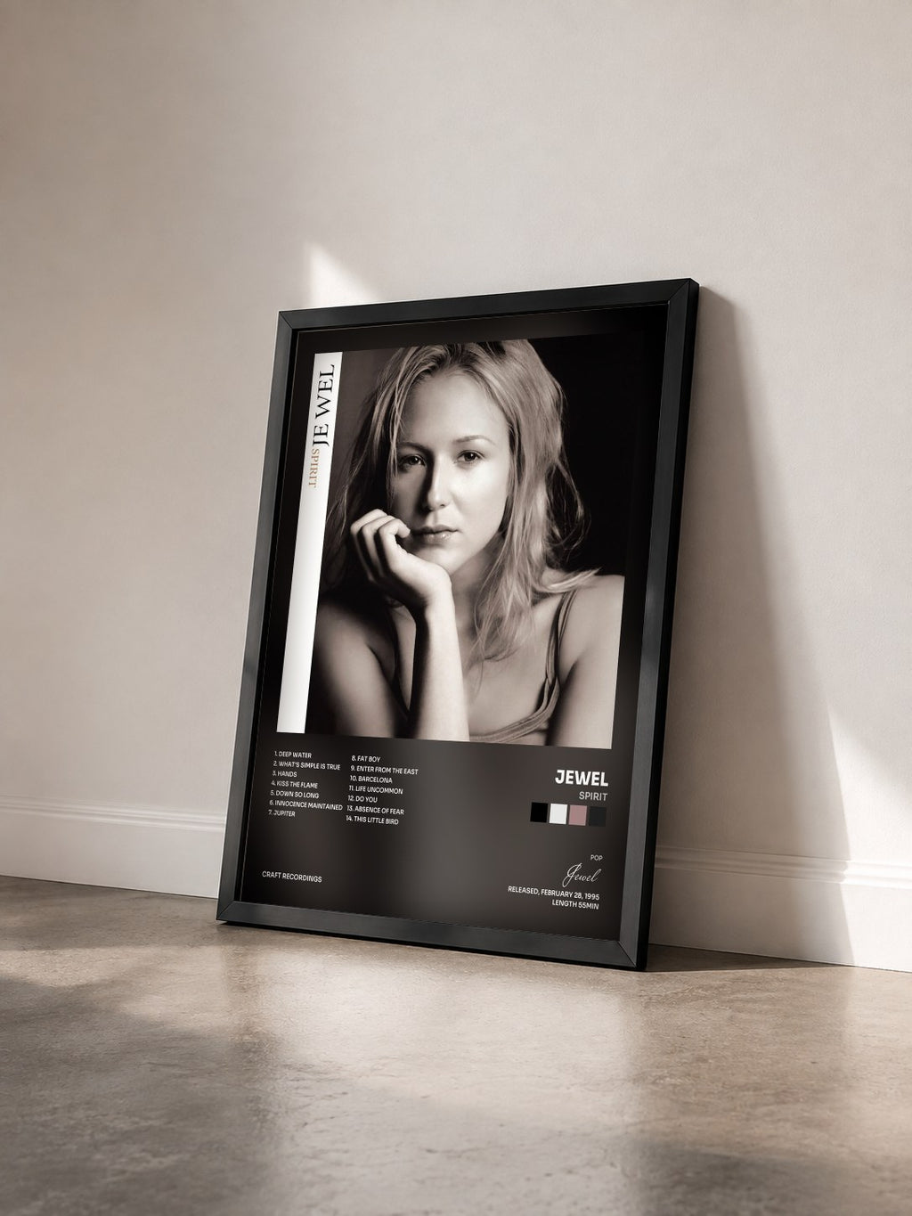 #noir Tableau de l'album Spirit de Jewel vu de trois quarts, cadre noir