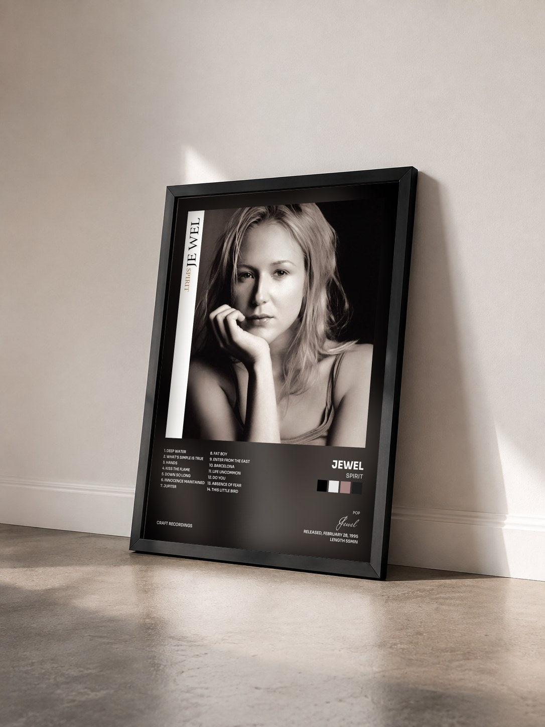 #noir Tableau de l'album Spirit de Jewel vu de trois quarts, cadre noir