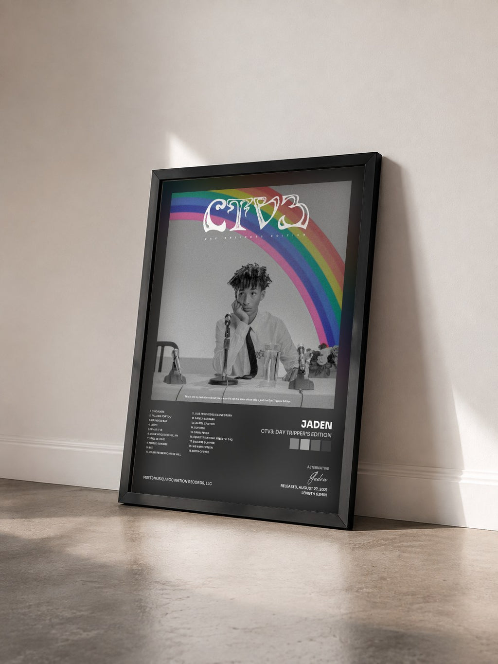 #noir Tableau de l'album CTV3: Day Tripper's Edition de Jaden vu de trois quarts, cadre noir