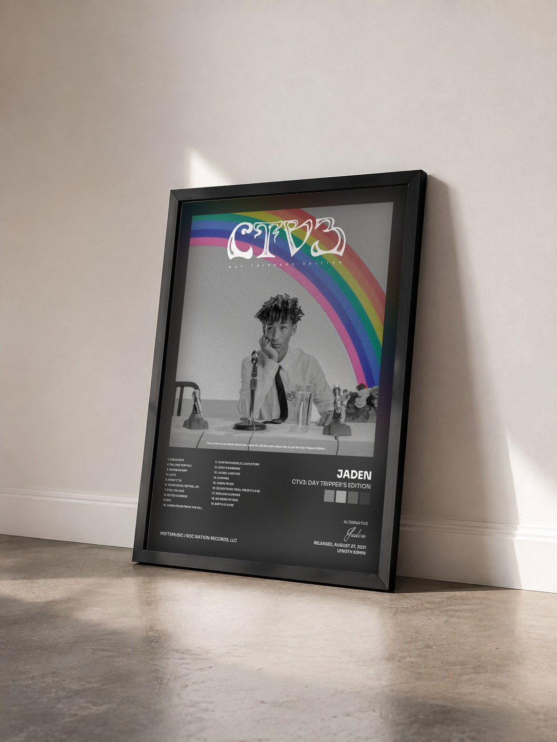 #noir Tableau de l'album CTV3: Day Tripper's Edition de Jaden vu de trois quarts, cadre noir