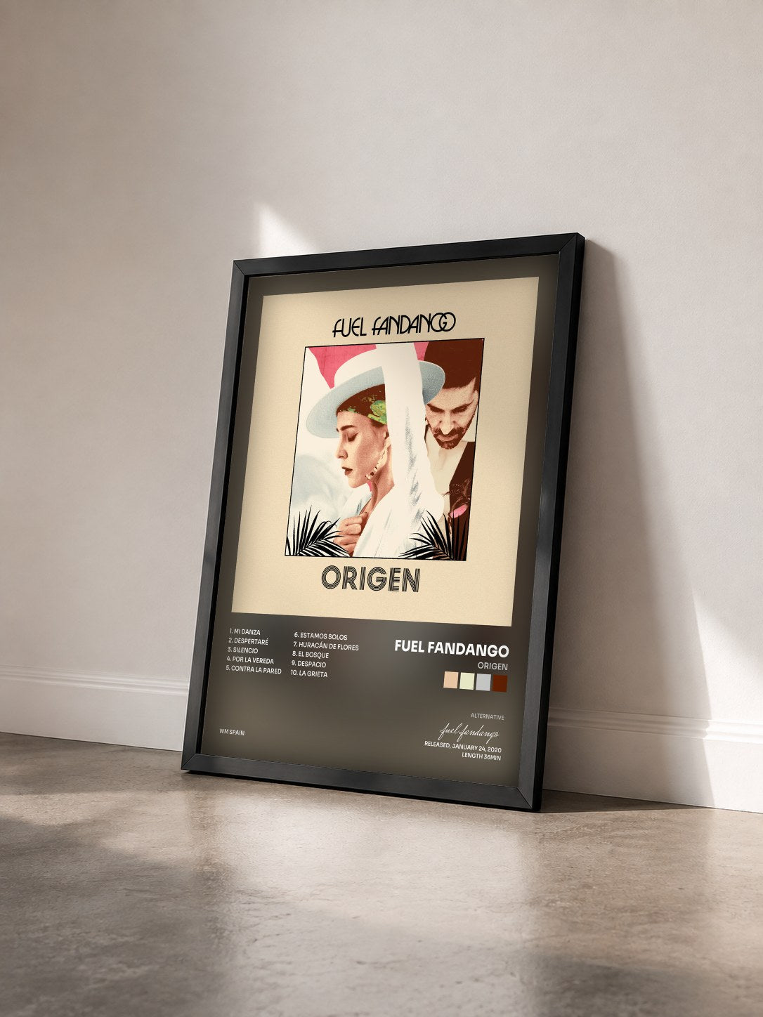 #noir Tableau de l'album Origen de fuel fandango vu de trois quarts, cadre noir